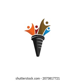 Torch Human flame Illustration Template Icon Isolated