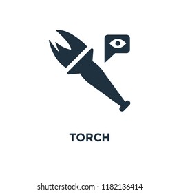 Torch icon. Black filled vector illustration. Torch symbol on white background. Can be used in web and mobile.