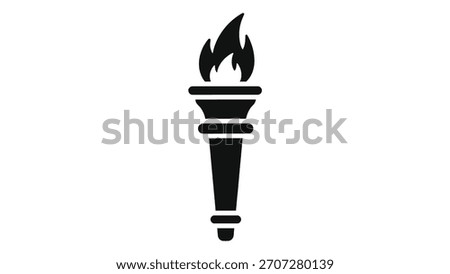 Torch icon with a burning flame, a powerful symbol of light, guidance, knowledge, and triumph. flat design.
