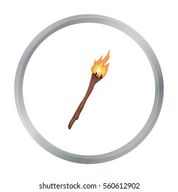 Torch icon in cartoon style isolated on white background. Stone age symbol stock vector illustration.