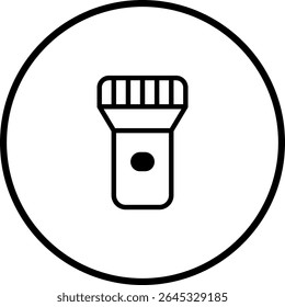 Torch icon in a circle, symbolizing light, exploration, and adventure with vector graphic