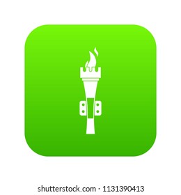 Torch icon digital green for any design isolated on white vector illustration