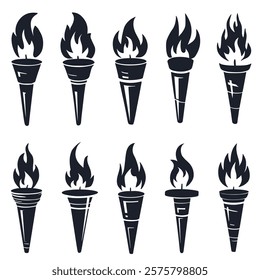torch icon. flaming torch. vector torch