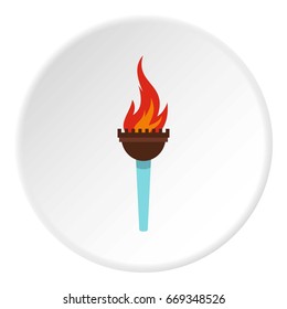 Torch icon in flat circle isolated on white vector illustration for web