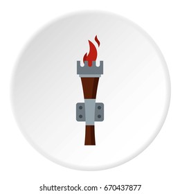 Torch icon in flat circle isolated vector illustration for web