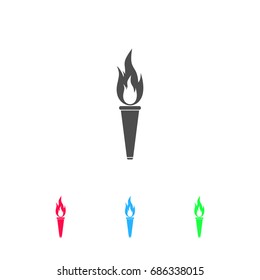 Torch icon flat. Color pictogram on white background. Vector illustration symbol and bonus icons