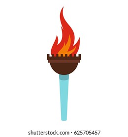 Torch icon. Flat illustration of torch icon vector isolated on white background