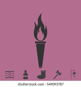 Torch icon flat. Simple vector grey pictogram and bonus symbol
