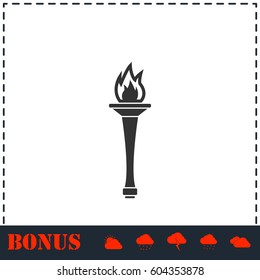 Torch icon flat. Simple vector symbol and bonus icon