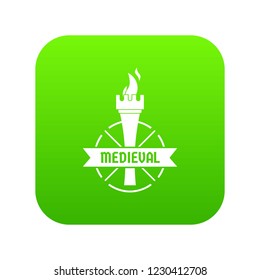 Torch icon green vector isolated on white background