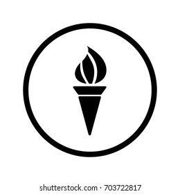  Torch icon, iconic symbol inside a circle, on white background.  Vector Iconic Design.