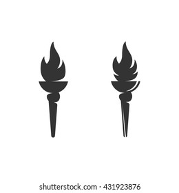 Torch icon isolated on a white background. Logo silhouette design template. Simple symbol concept in flat style. Abstract sign, pictogram for web, mobile and infographics - stock vector
