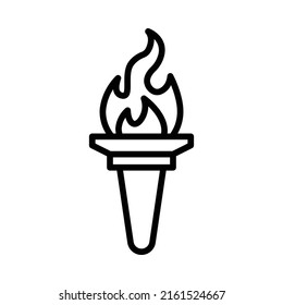 Torch Icon. Line Art Style Design Isolated On White Background