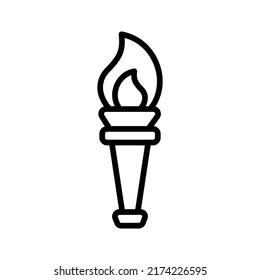 Torch Icon. Line Art Style Design Isolated On White Background
