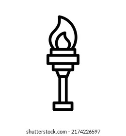 Torch Icon. Line Art Style Design Isolated On White Background