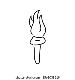 Torch icon, line hand drawn flame symbol vector design. Great for mobile app, web design, banner, game, etc