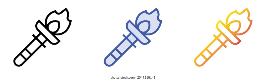 torch icon. Linear, Blue Fill and Gradient Style Design Isolated On White Background