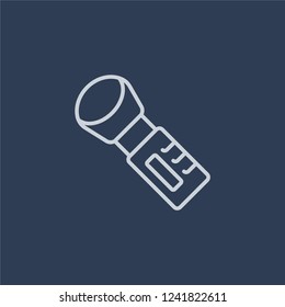 Torch icon. Torch linear design concept from Camping collection. Simple element vector illustration on dark blue background.