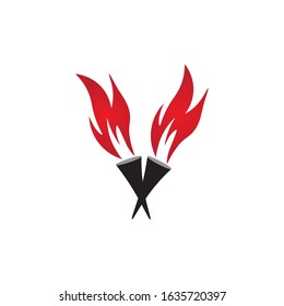 torch icon logo vector design
