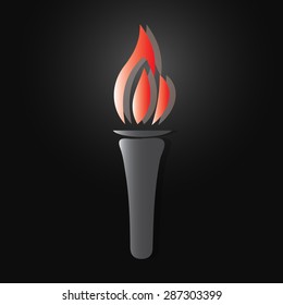 Torch icon on black background - Vector