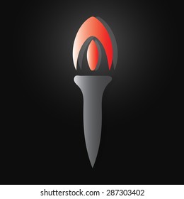 Torch icon on black background - Vector
