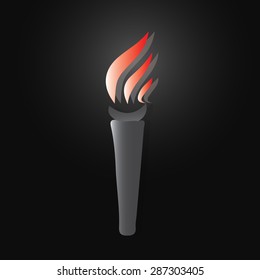 Torch icon on black background - Vector