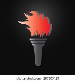 Torch icon on black background - Vector