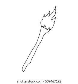Torch icon in outline style isolated on white background. Stone age symbol stock vector illustration.