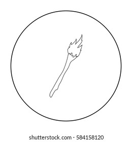 Torch icon in outline style isolated on white background. Stone age symbol stock vector illustration.