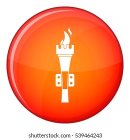 Torch icon in red circle isolated on white background vector illustration