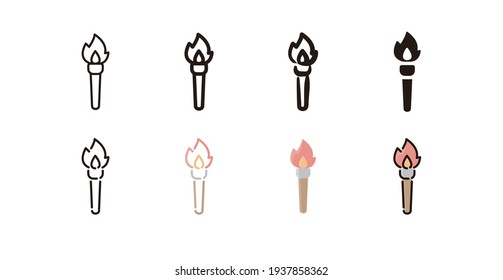 Torch Icon Set (8 different style vector icon set)
