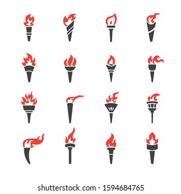 Torch icon set/Flat icon set design, Out line vector icon set for design.