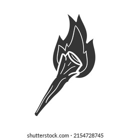 Torch Icon Silhouette Illustration. Fire Vector Graphic Pictogram Symbol Clip Art. Doodle Sketch Black Sign.