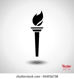 Torch icon. Symbol fire hot, flame power, flaming and heat, vector illustration. Rio 2016 isolated torch. Summer Olympic games 2016 torch. Sport Brazil torch. Torch for Print, web design advertising.