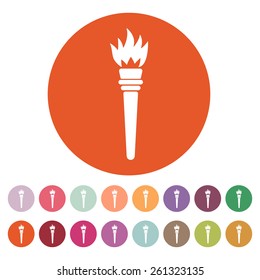 The torch icon. Torch symbol. Flat Vector illustration. Button Set