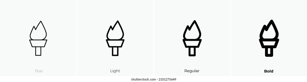 torch icon. Thin, Light Regular And Bold style design isolated on white background