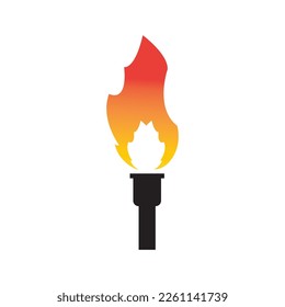 Torch icon vector illustration isolated on white background. Fire. Olympic games symbol. Flaming numbers.