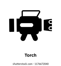 Torch icon vector isolated on white background, logo concept of Torch sign on transparent background, filled black symbol