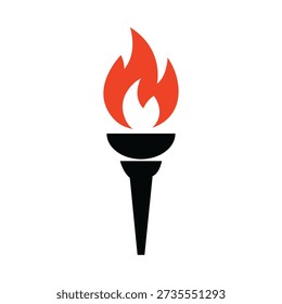 Torch icon with vibrant red flame on black handle