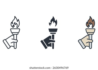torch icons isolated on White Background. Flat style design