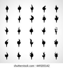 Torch Icons Set - Isolated On Gray Background - Vector Illustration, Graphic Design. For Web, Website, Print Materials
