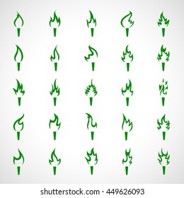 Torch Icons Set - Isolated On Gray Background - Vector Illustration, Graphic Design. For Web, Website, Print Materials
