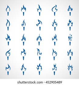 Torch Icons Set - Isolated On Gray Background - Vector Illustration, Graphic Design. For Web, Website, Print Materials 