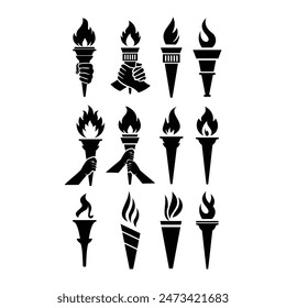 Torch icons set, logo vector template