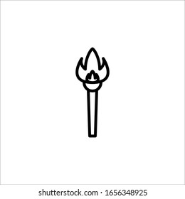 Torch Isolated On White Background In Vector Icon Outline Eps10