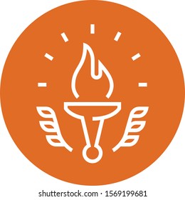 Torch With Laurel Outline Icon
