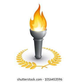 torch and laurel wreath