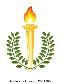 Torch with laurel wreath