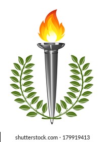 Torch with laurel wreath