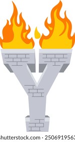 Torch Letter Alphabet Vector Element